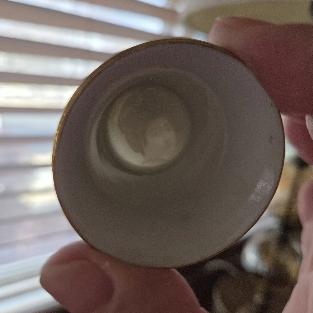 Japanese Moriage Dragonware Sake Cups With Lithopane Geisha Girl Image At Bottom